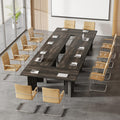 15.7FT Conference Table, Large Rectangle Meeting Seminar Table for 14-16 Person, Long Wooden Business Tables (Set of 6, Dark Gray)