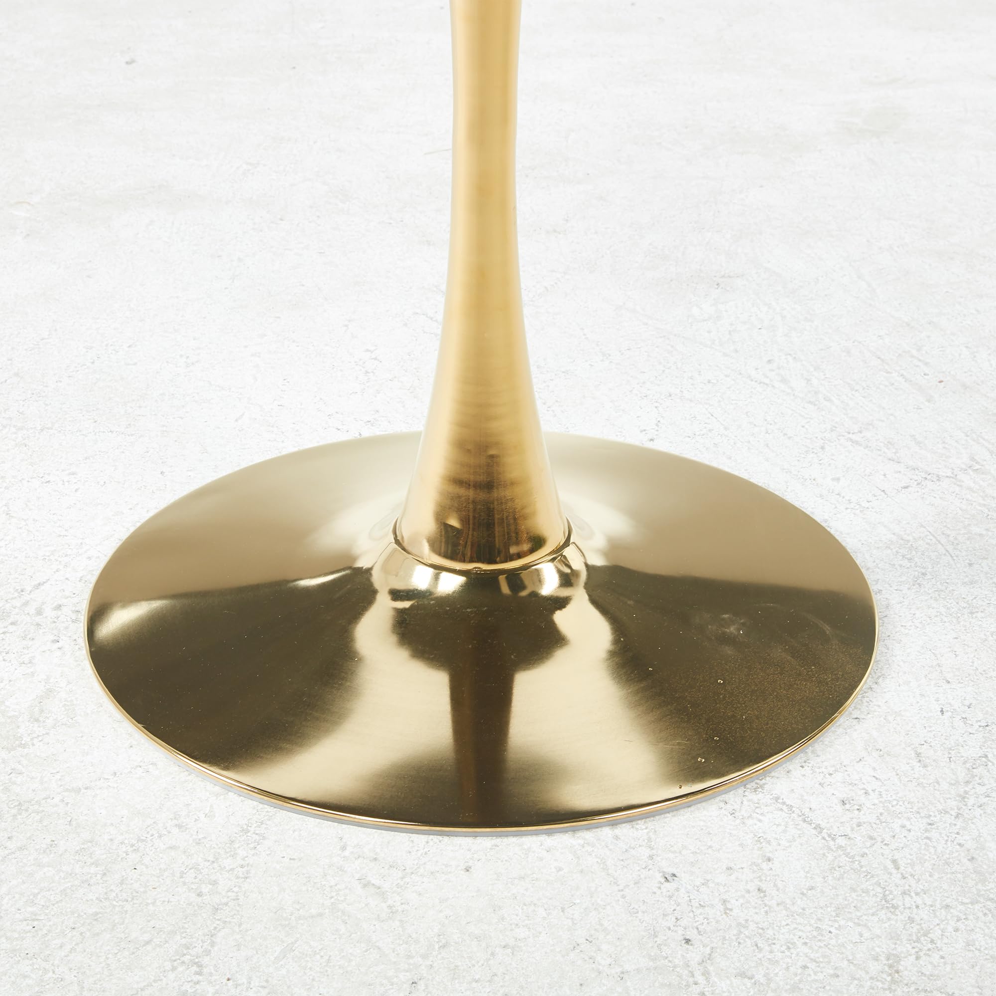 31.5" Round Tulip Dining Table, Mid-Century Tulip Table Kitchen Tulip Dining Table 2 People with Faux Marble Table Top & Metal Base for Office Living Room