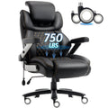 Big and Tall Office Chair 750lbs, Executive Office Chair with Adjustable Headrest&Lumbar Airbag Support, PU Leather High Back Heavy Duty Desk Chair 5D Flip Arms, Ergonomic Thick Spring Cushion, Black