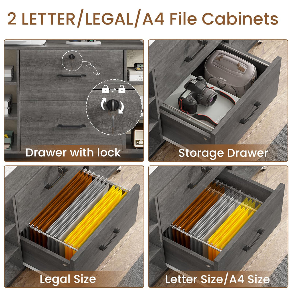 44" File Cabinet with Lock, Filing Cabinet fits Legal/Letter Size