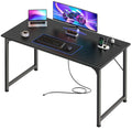 40 X 20 Inch Computer Desk with Power Outlets and USB-C Port, Gaming Office Desk with Deeper Desktop, Writing Work Desk for Home Office, Study, Bedroom, Work from Home Desk, Metal Frame, Black