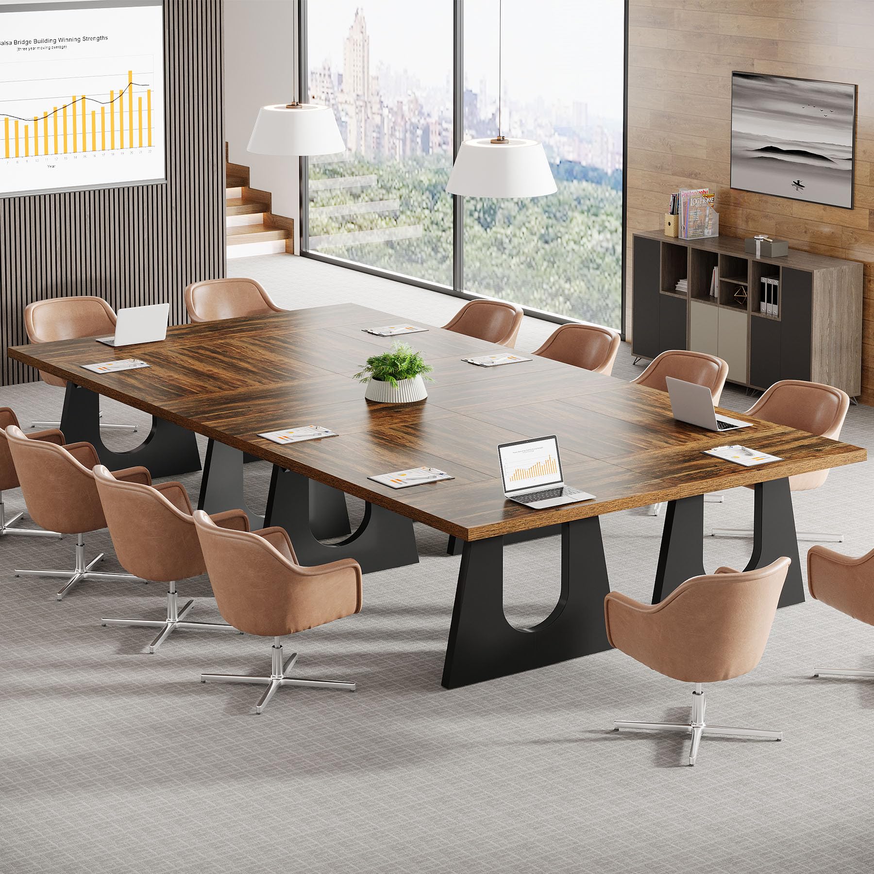 70.86" Rectangular Conference Table for 6-8 (Dark Brown)