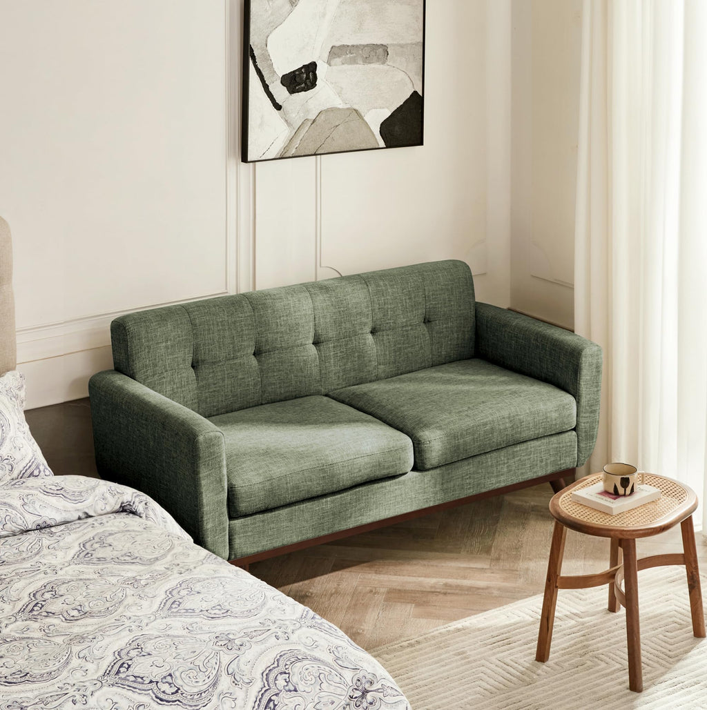 65.2" W Loveseat Sofa, Solid & Easy to Install Small Couch for Bedroom Office Apartment, Green