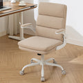 Office Chair Adjustable Desk Chair Mid Back Executive Comfortable Fabric Ergonomic Back Support Home Computer Chair with Padded Flip-up Armrest Swivel Wheels (Beige)