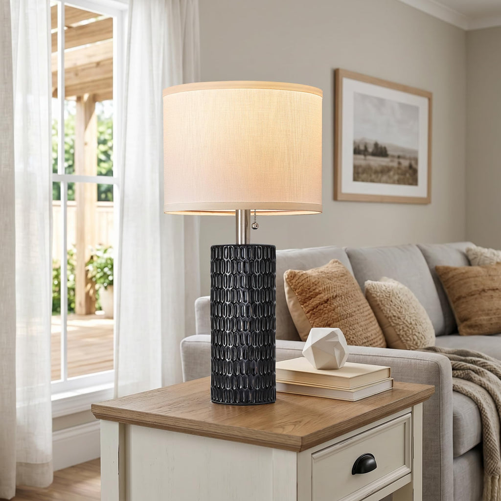 20” Modern Table Lamps Set of 2, Lamps for Bedroom, Black