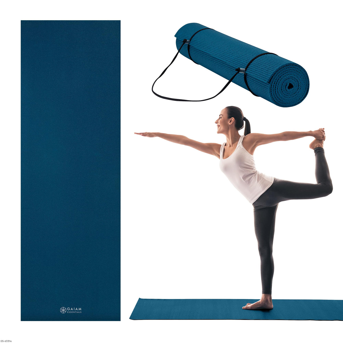 Essentials Yoga Mat, 6mm Non-Slip with Carrying Sling (Navy)