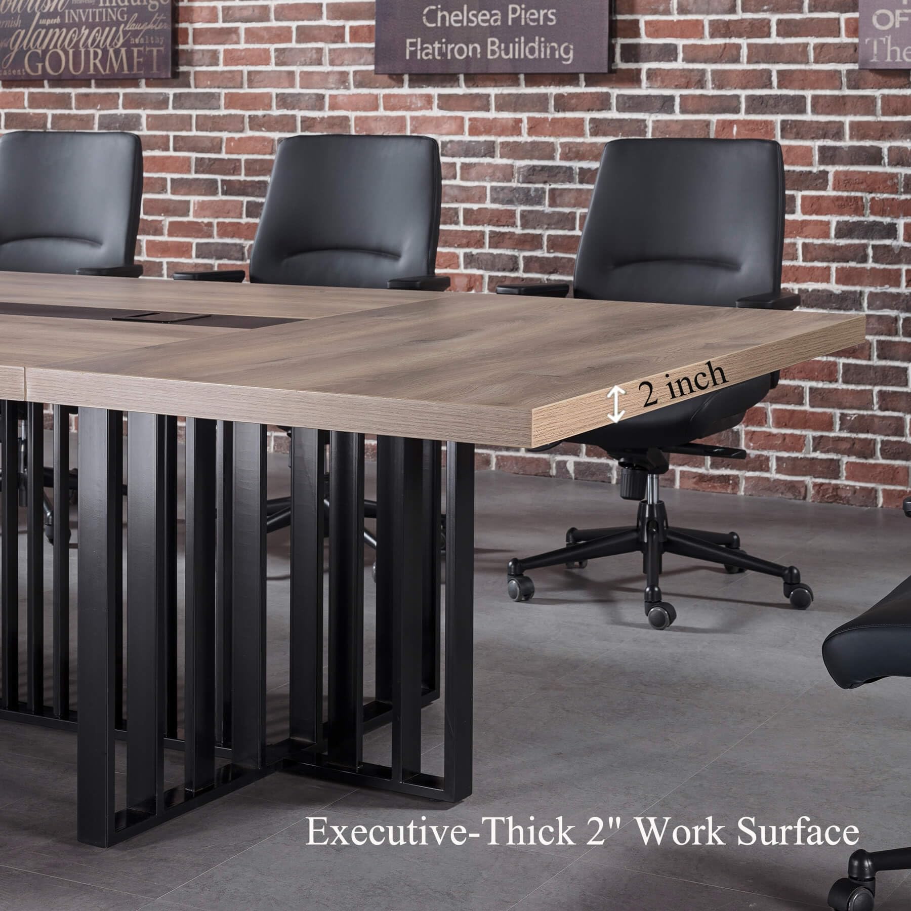 9.2ft Large Conference Table - 2" Thick Top & Metal Grid Base | Easy Assembly | Cable Management | Commercial Office Desk, Modern Executive Meeting Table for Office (10-20 People)