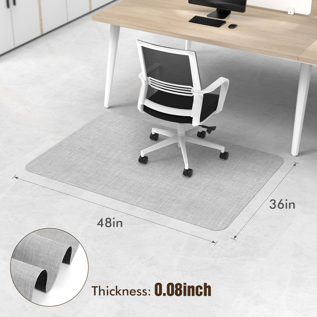 Office Chair Mat for Hardwood Floor, 36"x 48" Desk Computer Chair Mat for Hard Wood and Tile Floor, Large Anti-Slip Hard Floor Protector Rolling Chair Mat, PVC Mat Desk Rug Light Grey