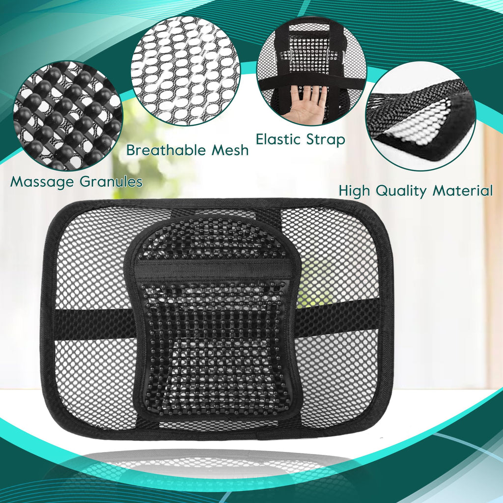 Mesh Back Lumbar Support, Back Support Seat Cushion with Breathable Mesh for Office Chairs Car 12” x 16”