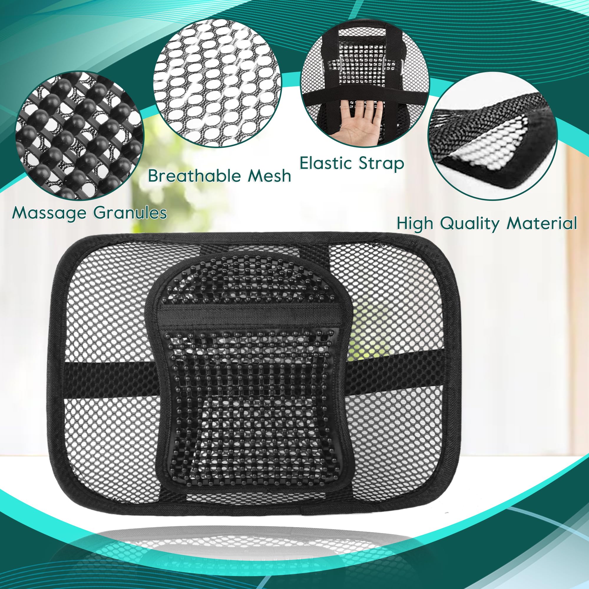 2 Pack Mesh Back Lumbar Support, Back Support Seat Cushion with Breathable Mesh for Office Chairs Car 12” x 16”