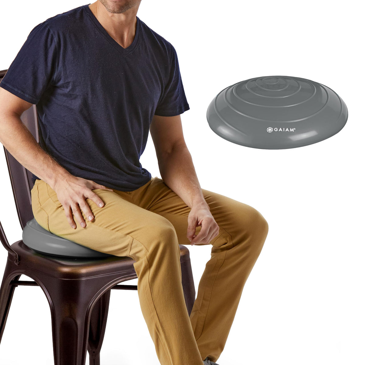 Balance Disc Wobble Cushion, 16", Core Stability Seat (Grey)