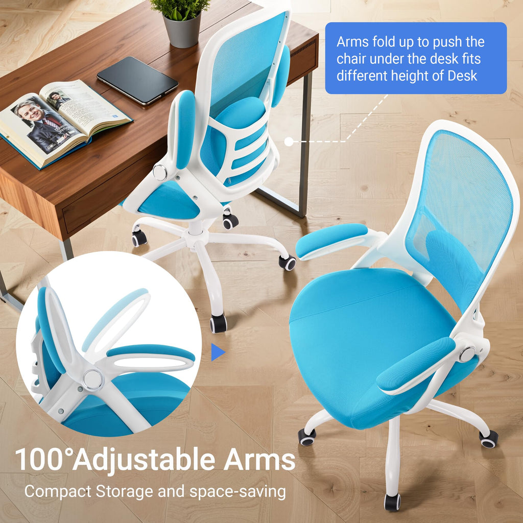 400lbs Heavy Duty Office Chair, 5" Thickened Seat Ergonomic Desk Chair with Adjustable Armrests, Home Office Computer Chairs for Long Hours Mesh Executive Chair(Blue)