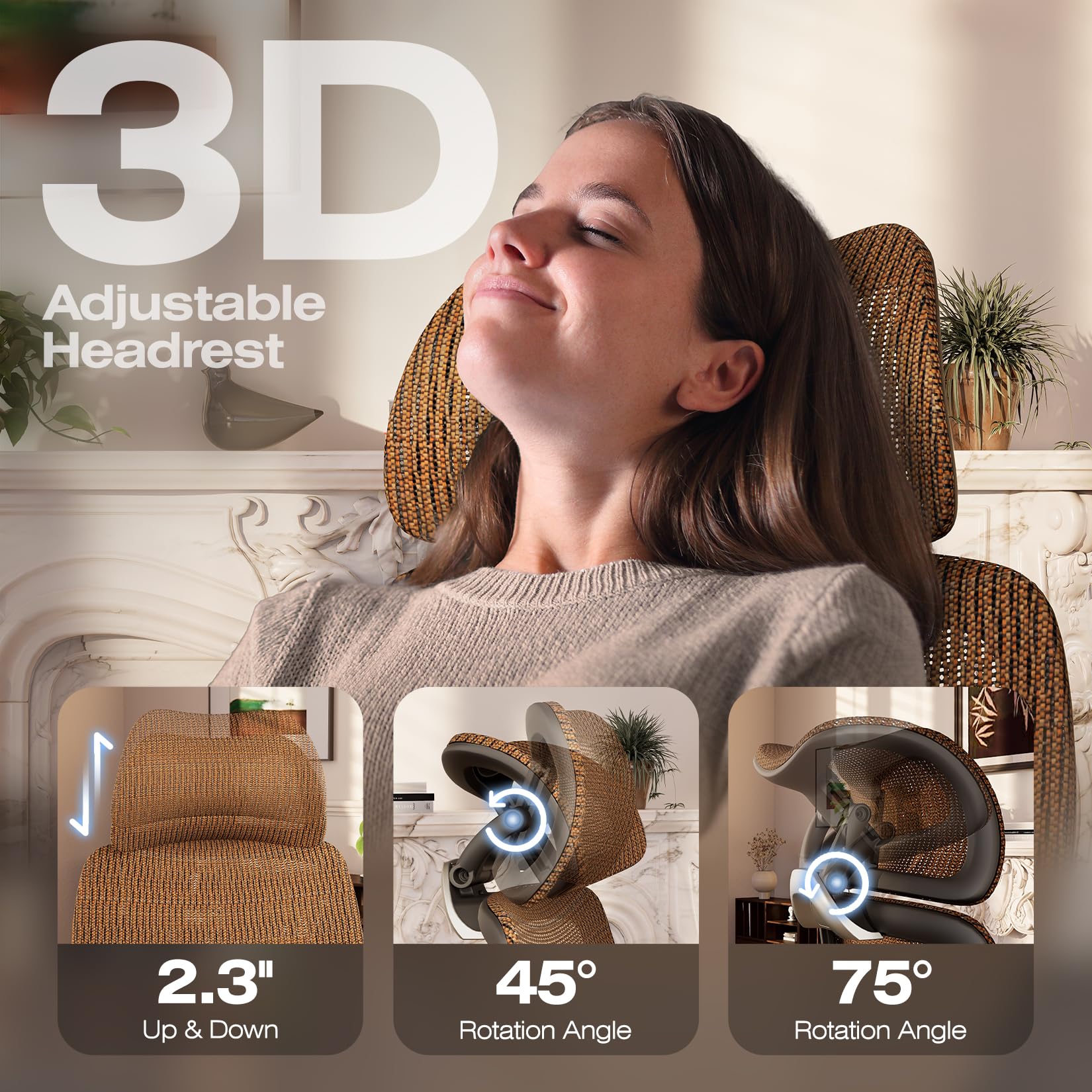 X100 Ergonomic Office Chair with Footrest, Big and Tall Home Desk Chair with 5D Flip-Up Arms, Adjustable 3D Lumbar Support,High Back Rolling Computer Chair, Swivel Mesh Chairs
