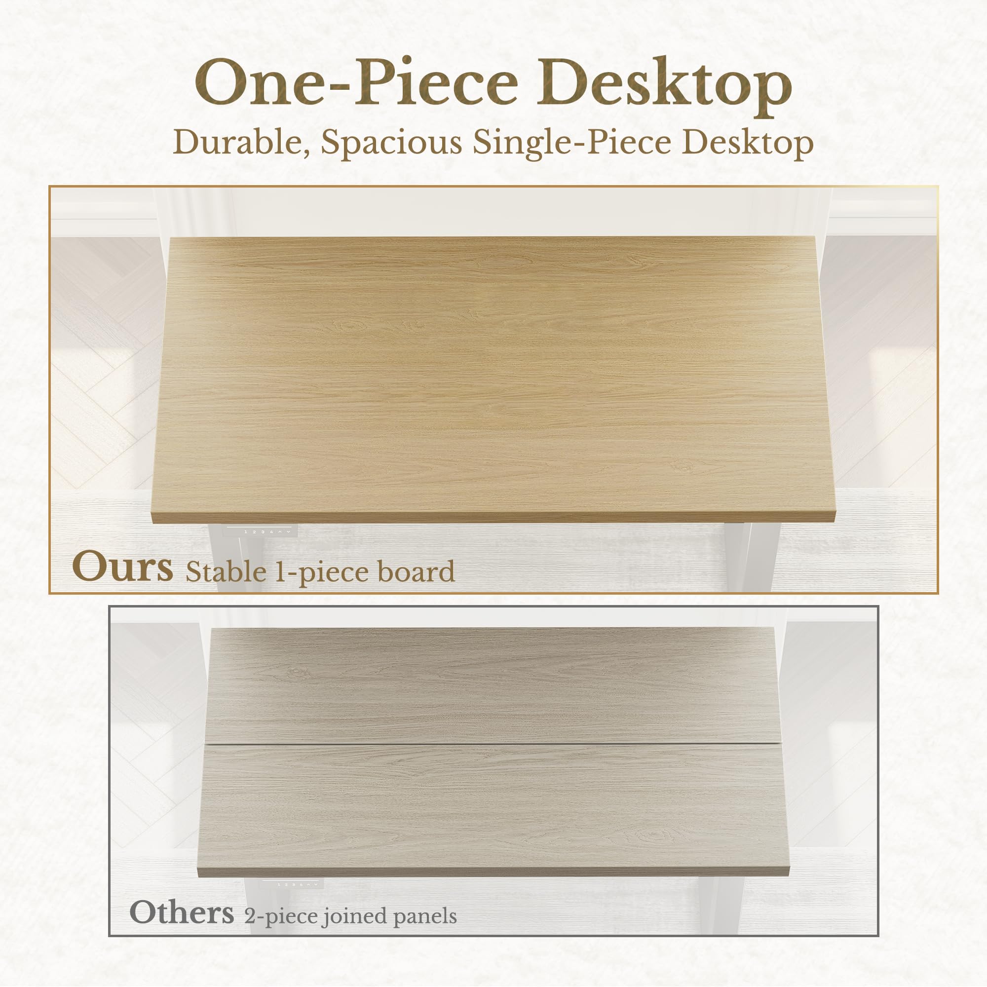 Electric Standing Desk, 48 Inch Adjustable Height Sit Stand Up Desk with 1.18" Thickness Whole-Piece Desktop, Computer Office Desk for Home Office, Light Walnut