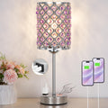 Crystal Lamps for Night Stands, Purple Table Lamp for Bedroom
