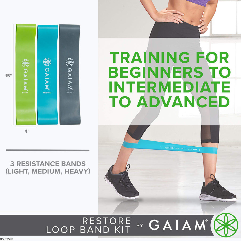 Restore Loop Band Kit,Set of 3, Light, Medium,Heavy Lower Body Loop Resistance Bands for Legs and Booty Exercises & Workouts,15"x 4"Bands