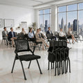 24 PK, Heavy Duty Folding Conference Chair with Arms - Breathable Mesh Back, Comfortable Padded Seat, Sturdy Steel Frame for Office, Meeting Room & Training Seminar,Classroom,Basic