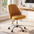 Office Chair, Comfy Desk Chair Rolling Vanity Swivel Task Chairs with Wheels, Wide Seating Armless Height Adjustable Computer Chairs for Home,Bedroom,Student,Adults, Dark Yellow