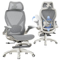 X100 Ergonomic Mesh Office Chair with Footrest, Big and Tall Home Desk Chair with 5D Flip-Up Arms, Adjustable 3D Lumbar Support, Gaming & Executive Computer Chair, First Light