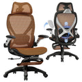 X100 Ergonomic Office Chair with Footrest, Big and Tall Home Desk Chair with 5D Flip-Up Arms, Adjustable 3D Lumbar Support,High Back Rolling Computer Chair, Swivel Mesh Chairs