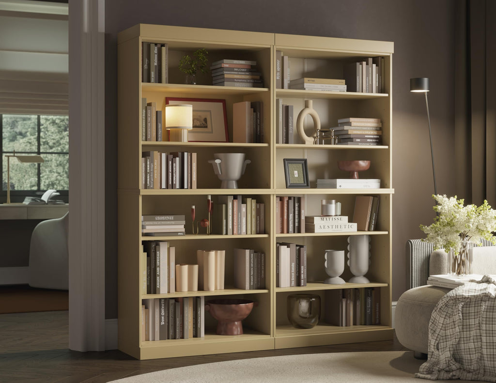 100% Solid Brazilian Pine Wood 12-Shelf Bookcase, Adjustable Shelves, 64" Wide, 71.5" Tall