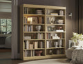 100% Solid Brazilian Pine Wood 12-Shelf Bookcase, Adjustable Shelves, 64" Wide, 71.5" Tall