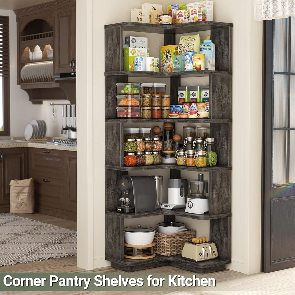 Corner Book Shelf, 6-Shelf L Shaped Corner Bookshelf with Baffle