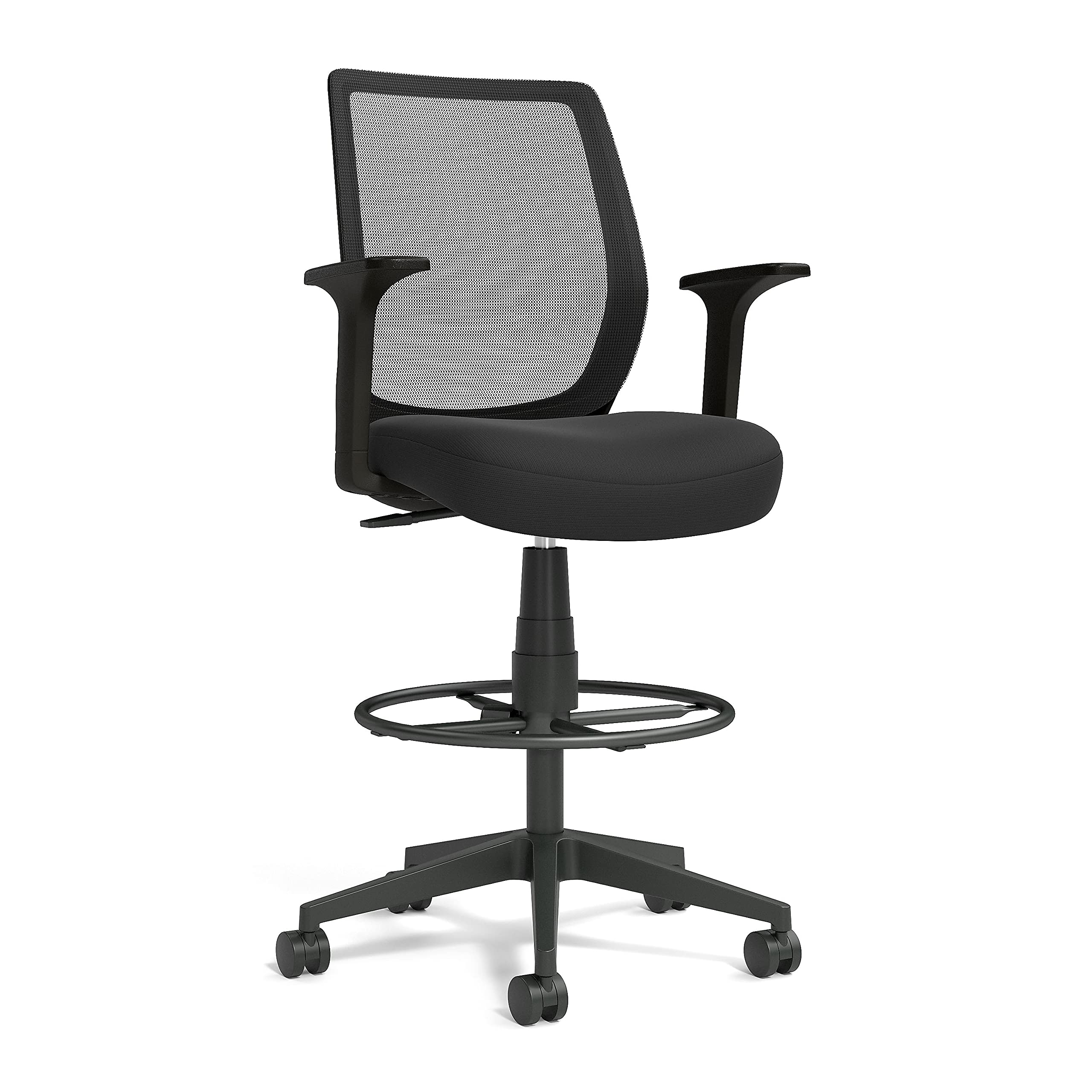 Drafting Stool, Mesh, Ergonomic, Adjustable Height, Swivel, Black