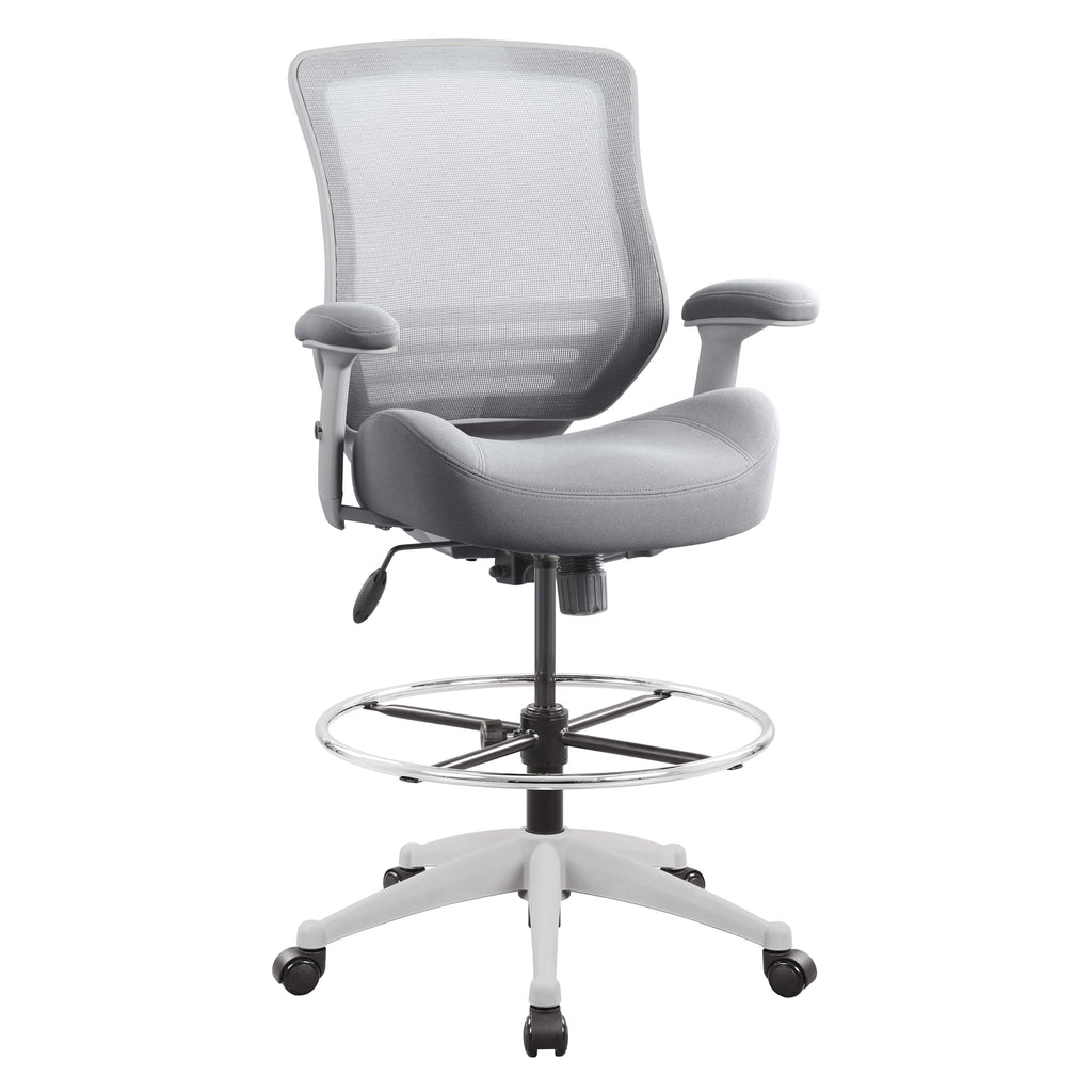 400lbs Mesh Ergonomic Office Drafting Chair Big Adjustable Foot Ring Height Adjustable Armrest (Grey)