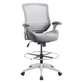 400lbs Mesh Ergonomic Office Drafting Chair Big Adjustable Foot Ring Height Adjustable Armrest (Grey)
