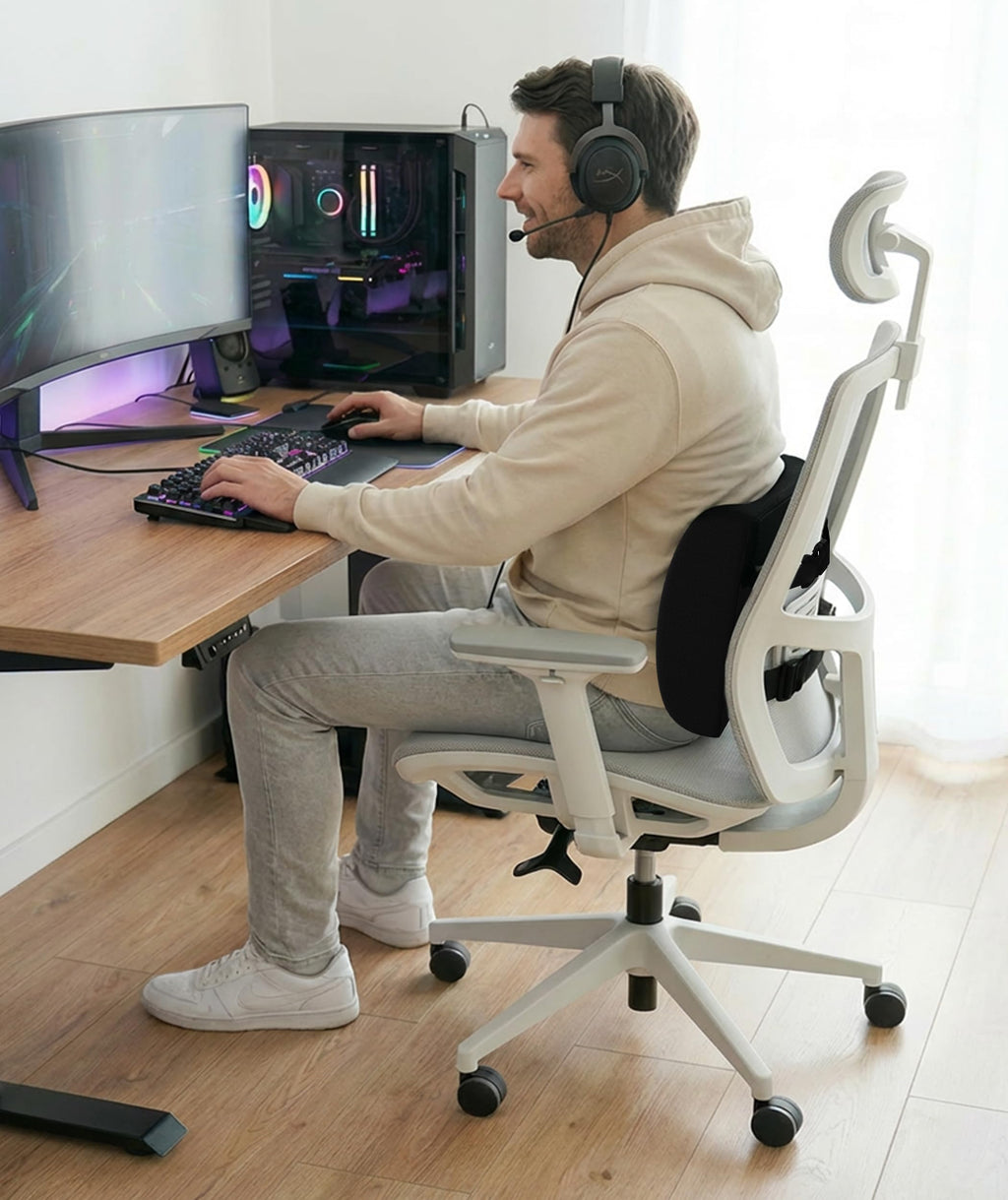 The Original Lumbar Support Pillow for Office Chair - Improves Posture, Promotes Back Pain Relief - Superior Back Support for Gaming and Desk Chairs - Lumbar Pillow for Car, Couch