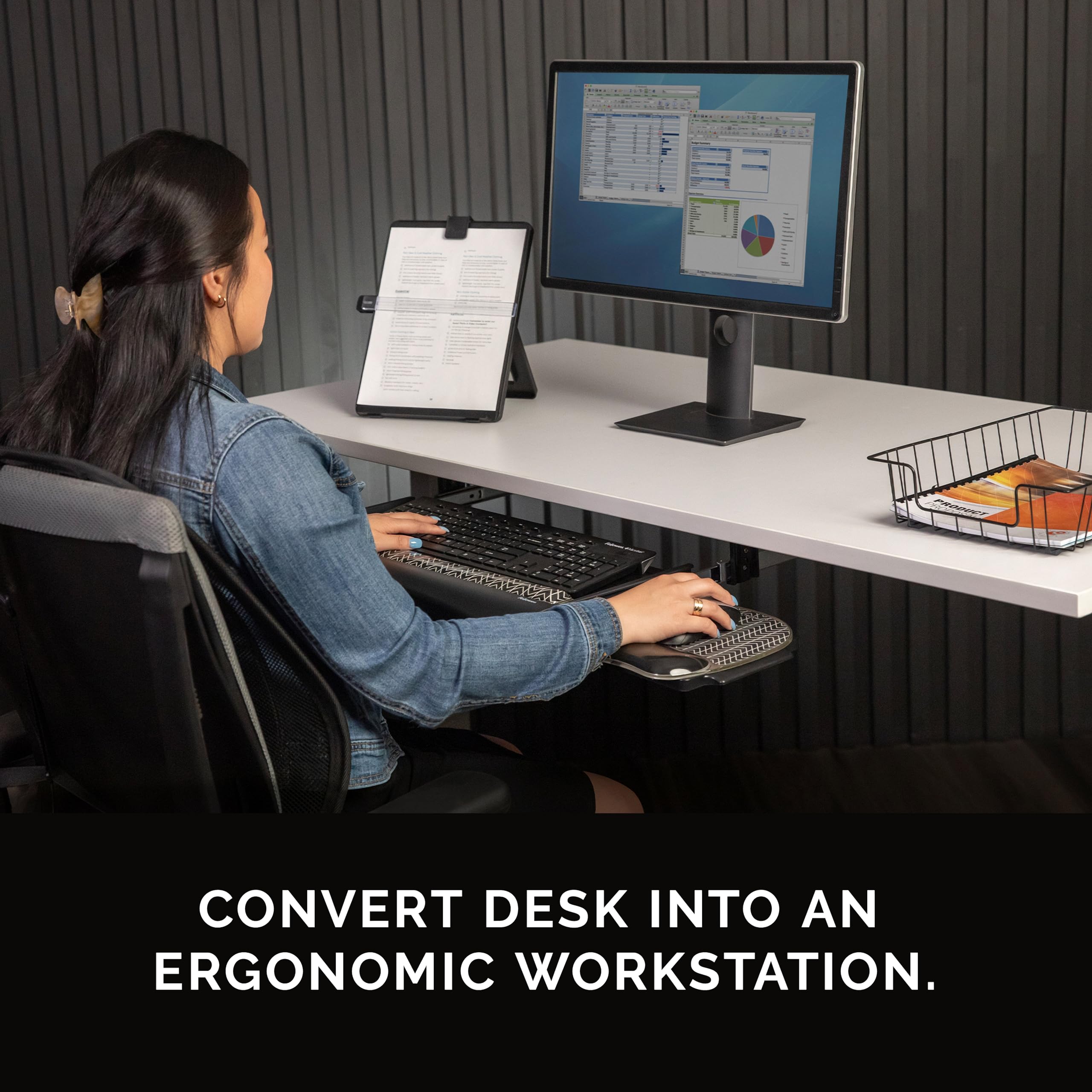 Office Suites Underdesk Keyboard Drawer, Black/Silver