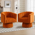 Swivel Accent Barrel Chair Set of 2- Cute Comfy Small Round 360° Arm Chair Velvet Sofa Club Reading Chair for Office Living Room Bedroom Orange