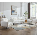 Sofa Couch 61" Small Loveseat Couches for Living Room Leather Couch Mid Century Modern Tufted Mini Sofa Comfy Office 2 Seat Settee Love Seat for Small Spaces Bedroom (3, White)