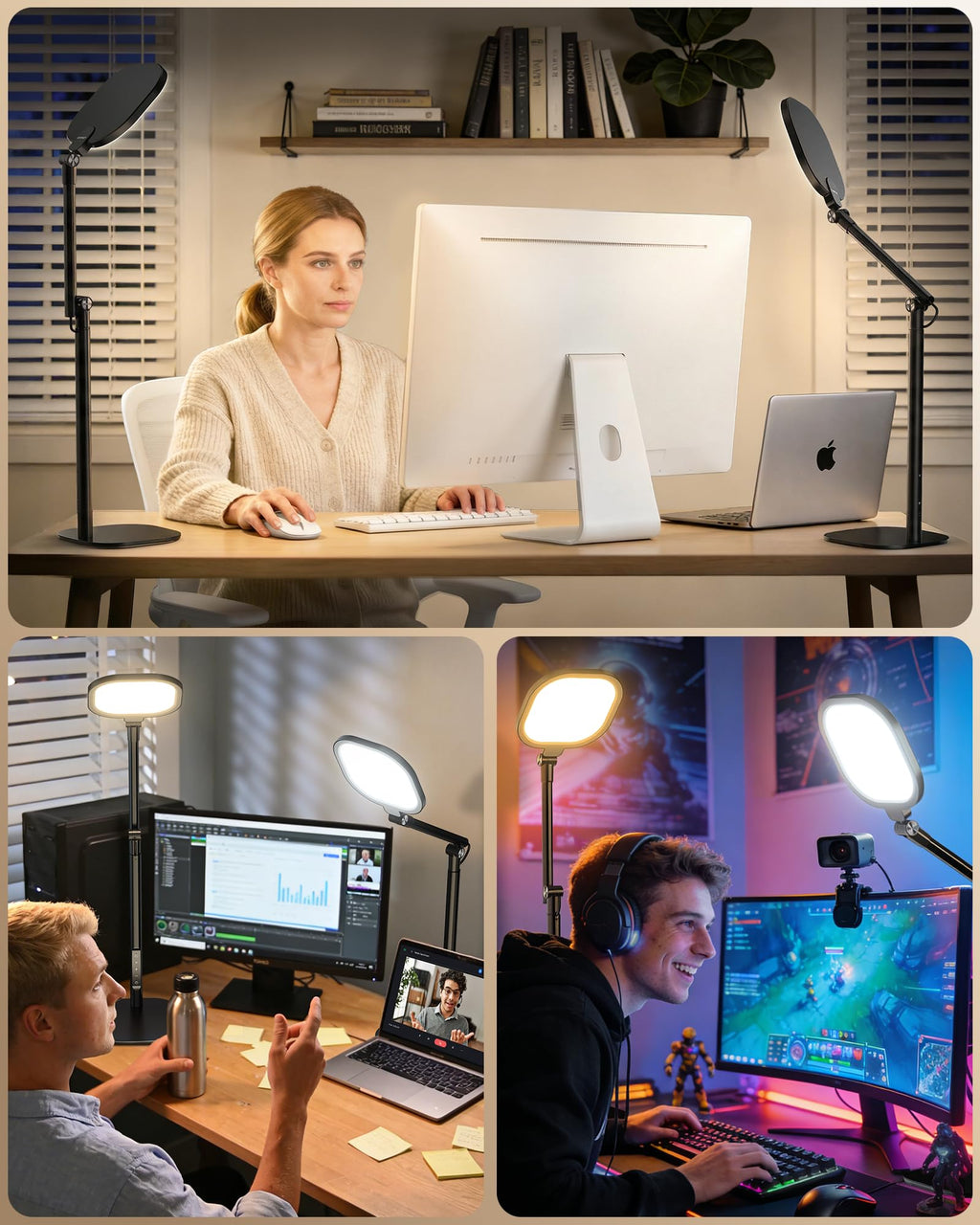 Video Conference Lighting, Edge-Lit Eye-Care Desk Lamps, 50 Modes
