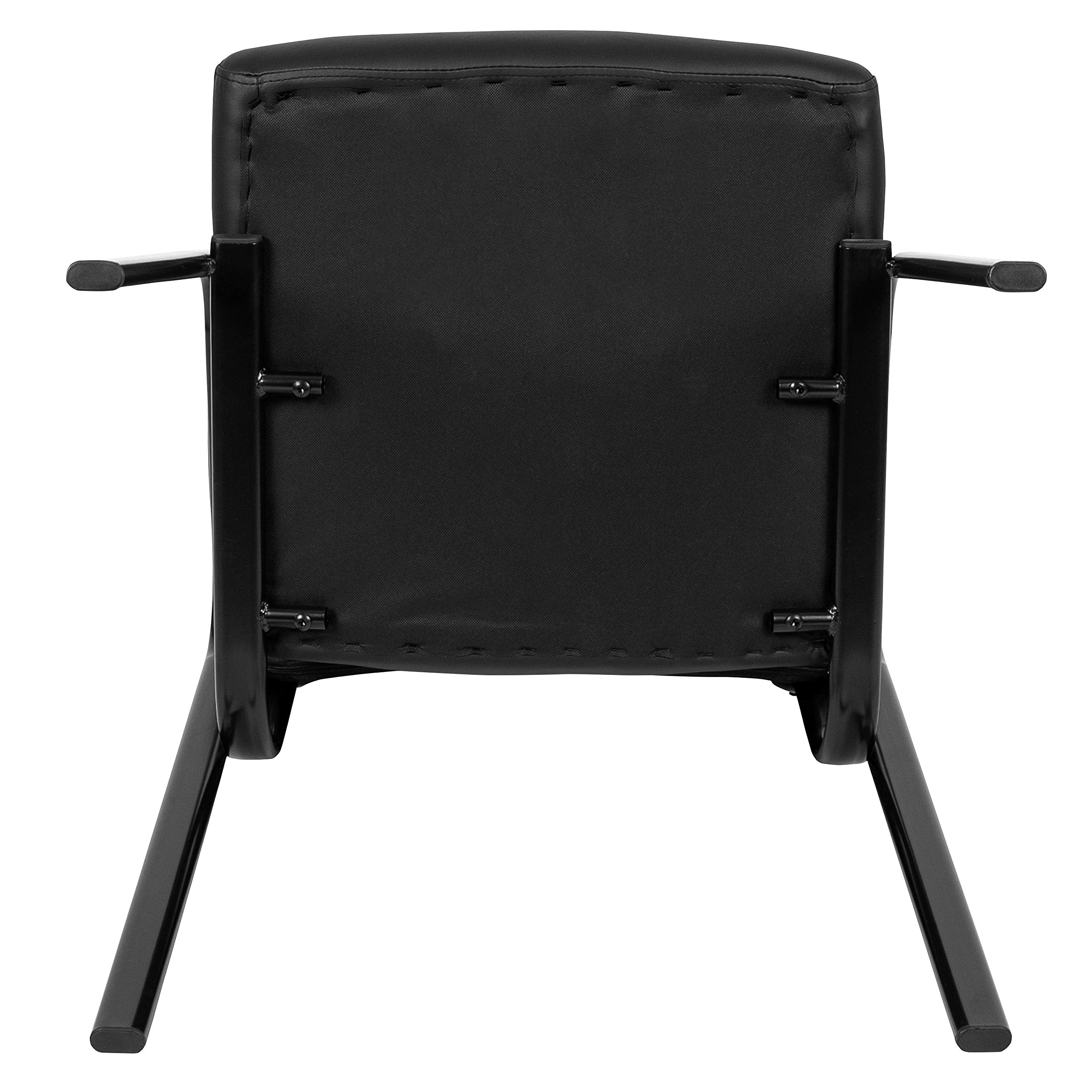 LeatherSoft Executive Reception Chair, Modern Tufted Lounge Chair for Living Room or Office, Black