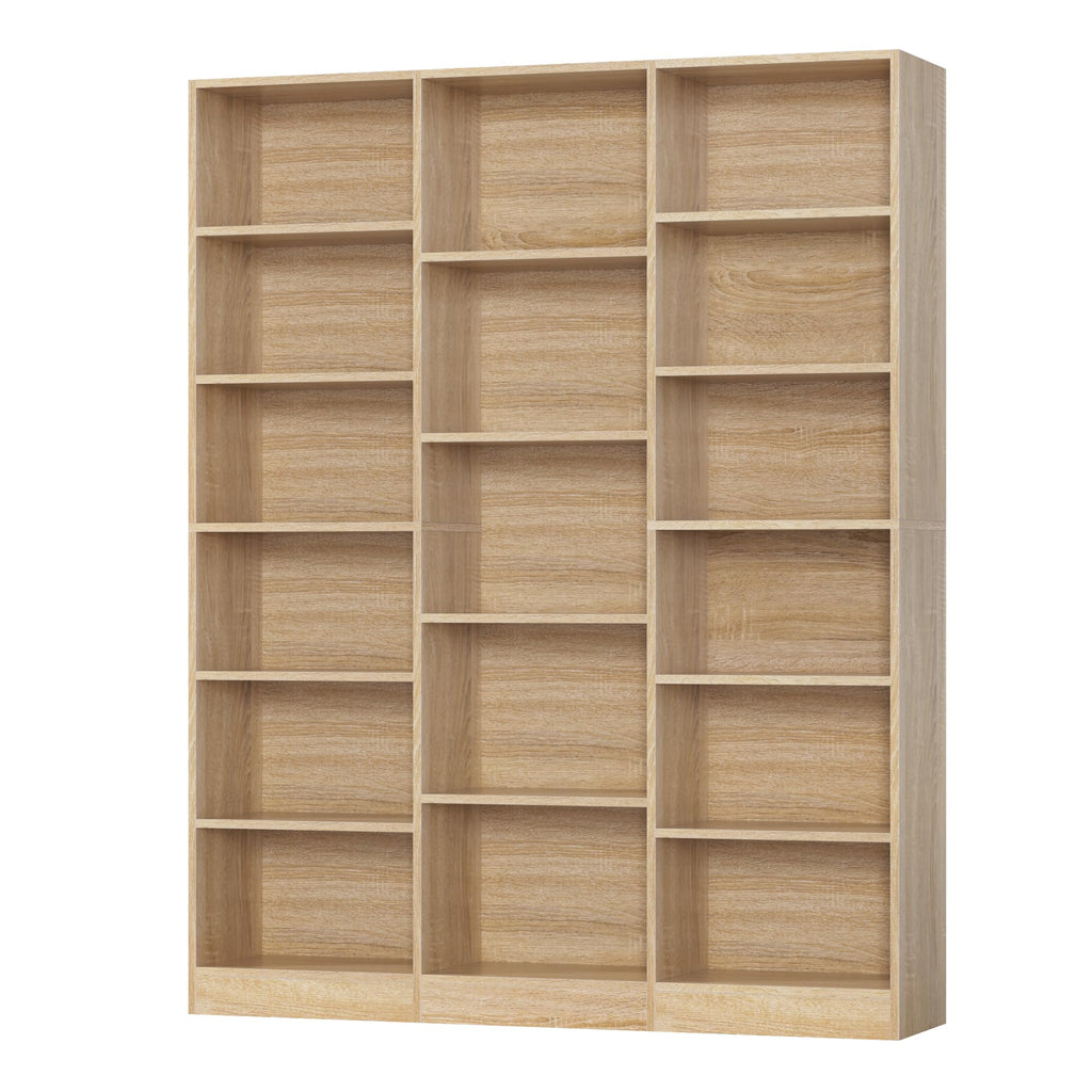 Triple Wide Bookshelf, Large Bookshelf with 17 Display Shelves