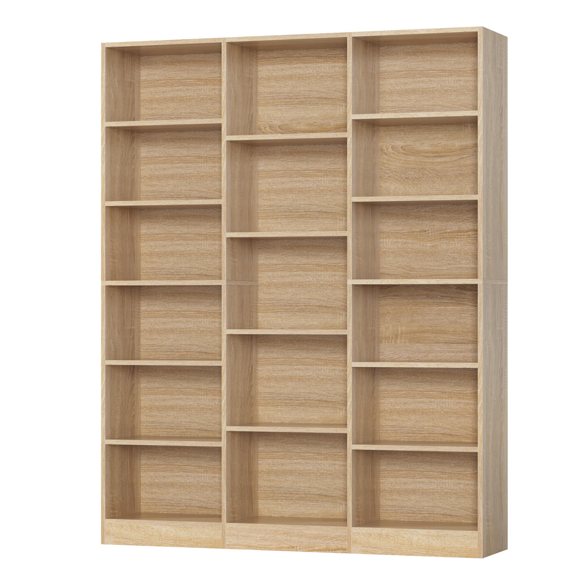 Triple Wide Bookshelf, Large Bookshelf with 17 Display Shelves