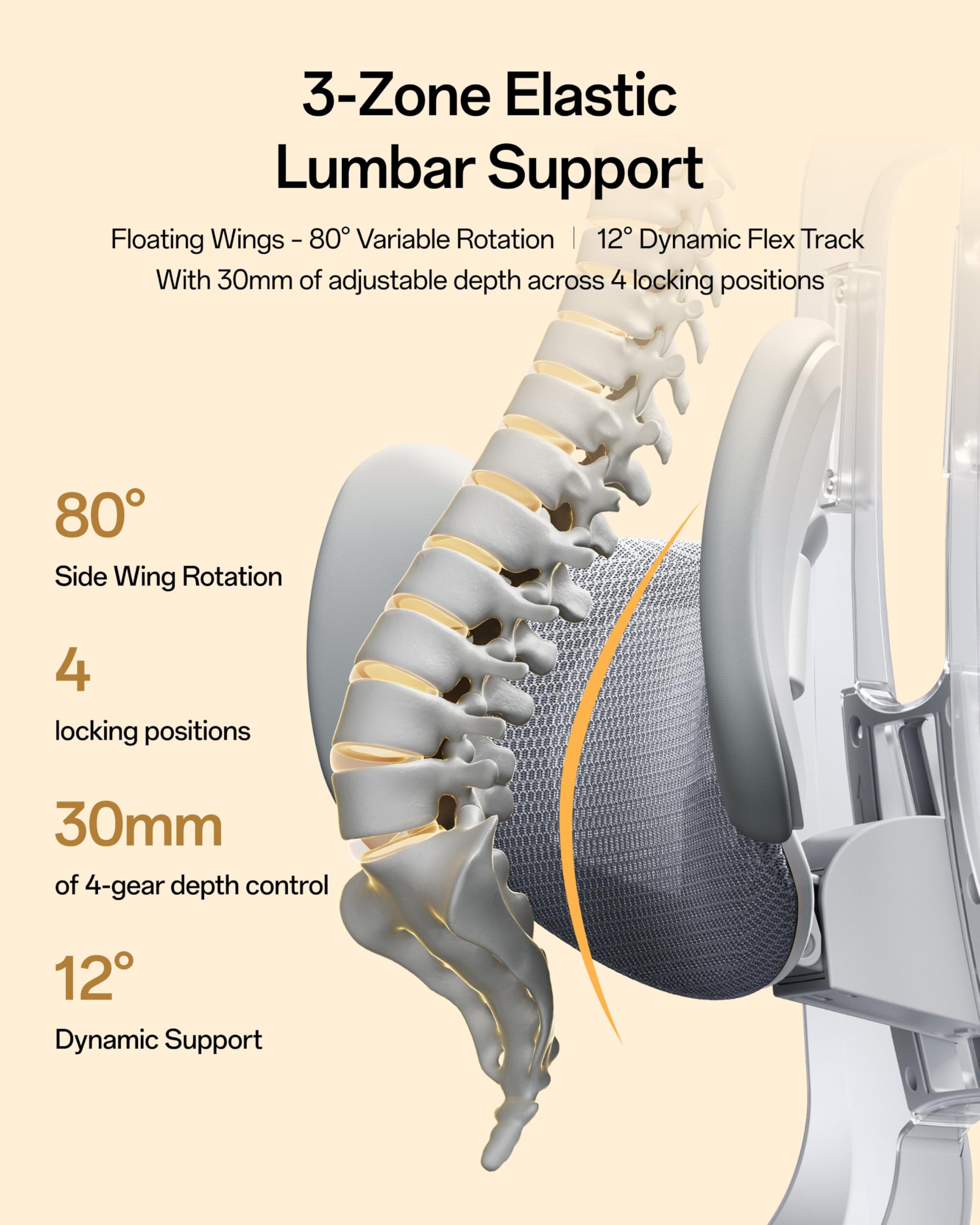 E3 Air 2026 Ergonomic Office Chair, 3-Zone Lumbar Support, Comfy Home Office Chair with Auto Recline, 4D Headrest & Armrests, 140° Tilt for Work & Relax, Grey with Footrest