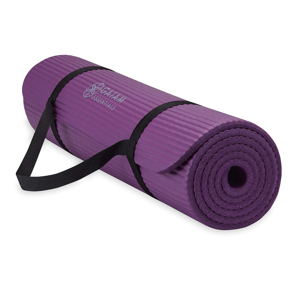 Essentials Thick Yoga Mat Fitness & Exercise Mat with Easy-Cinch Carrier Strap, Purple, 72"L X 24"W X 2/5 Inch Thick, 10mm