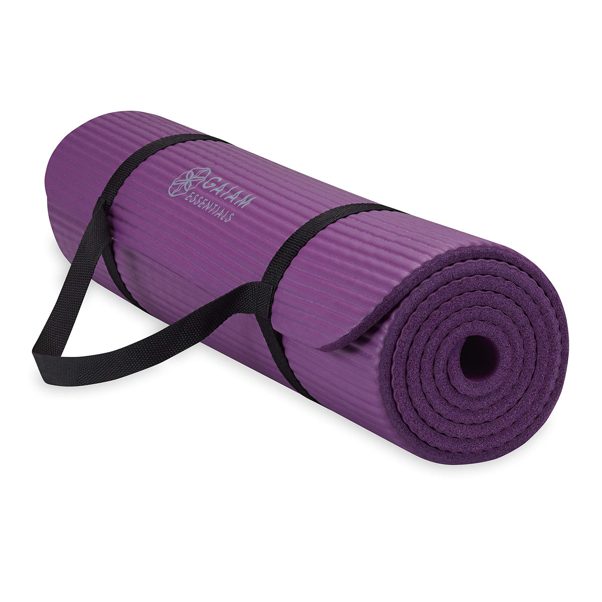 Essentials Thick Yoga Mat Fitness & Exercise Mat with Easy-Cinch Carrier Strap, Purple, 72"L X 24"W X 2/5 Inch Thick, 10mm