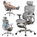 Ergonomic Mesh Office Chair with 2-Zone Lumbar Support and Footrest,Grey