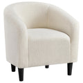 Accent Barrel Chair, Boucle Fabric Club Chair, Furry Sherpa Elegant Armchair with Cozy Soft Padded, Suitable for Living Room Bedroom Reception Room Office, Ivory