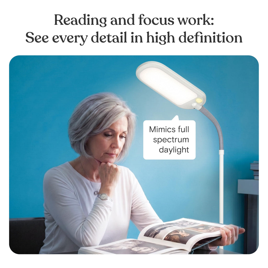 Litespan LED 2nd Edition Reading Floor Lamp with Cool, Soft & Warm White LED's - Built-in Dimmer - Adjustable Design Pivots in Any Direction - Energy Saving 12 Watts - Alpine White
