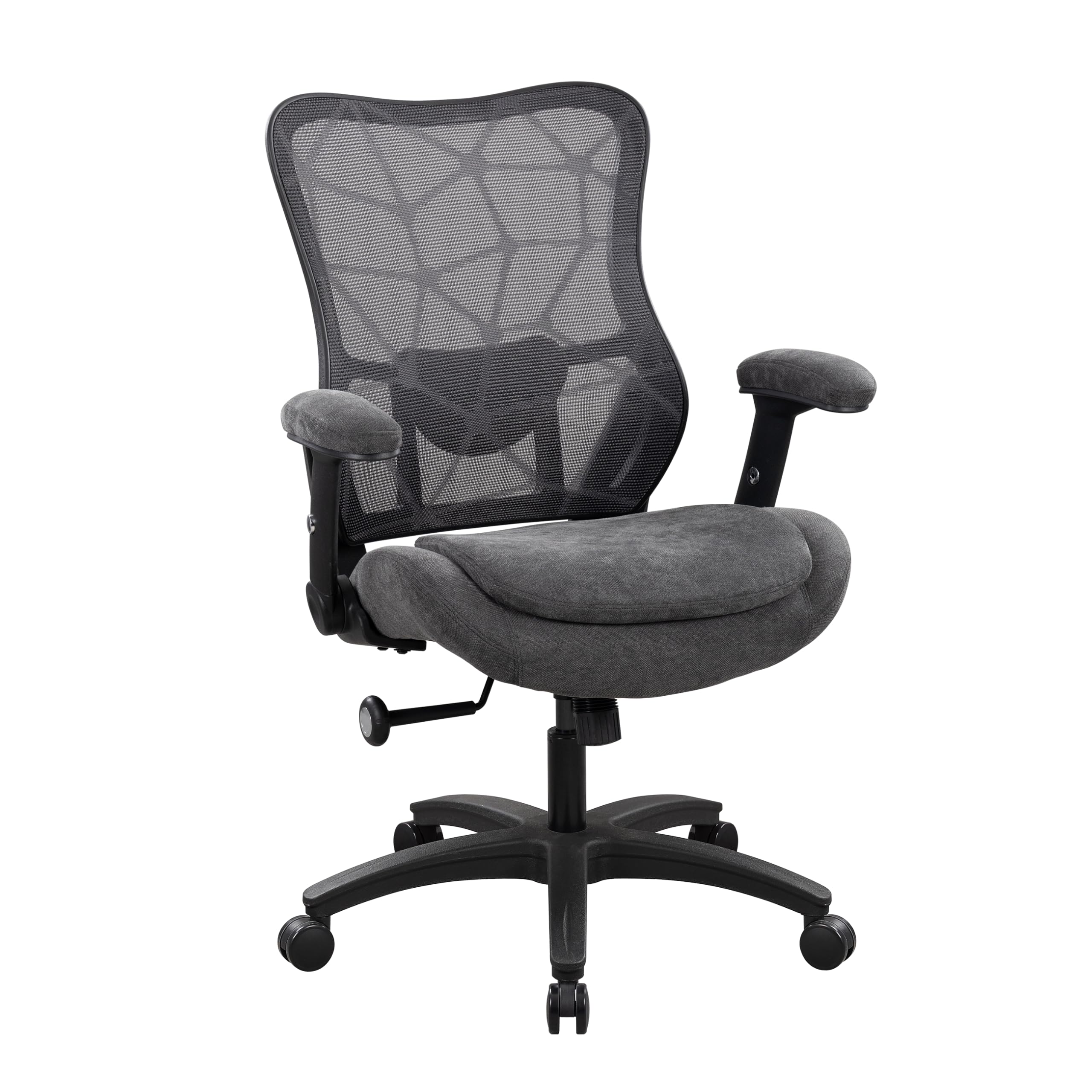 Big and Tall Office Chair 500lbs Heavy Duty Ergonomic Mesh Desk Chair with 23.6" Extra Wide Seat, 29.5" High Back, Adjustable Lumbar Support & Flip-Up Arms for Large Body Types (Dark Gray)