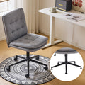 Mid Back Armless Office Desk Chair with Wheels/no Wheels,360°Rocking Swivel Vanity Chair with Thickened Cushion,Adjustable Height Rolling for Reading Room, Make up, Linen Dark Grey