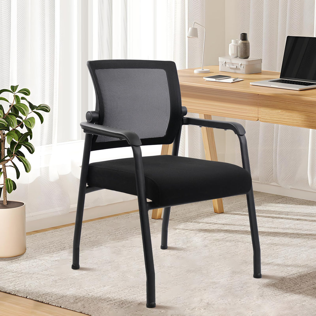 8PACK, Desk Chair No Wheels with Adjustable Mesh Backrest, Arm Chair with Ergonomic Lumbar Support and Thickened Seats Cushion, Waiting Room Chairs for Office School Church Guest Reception,