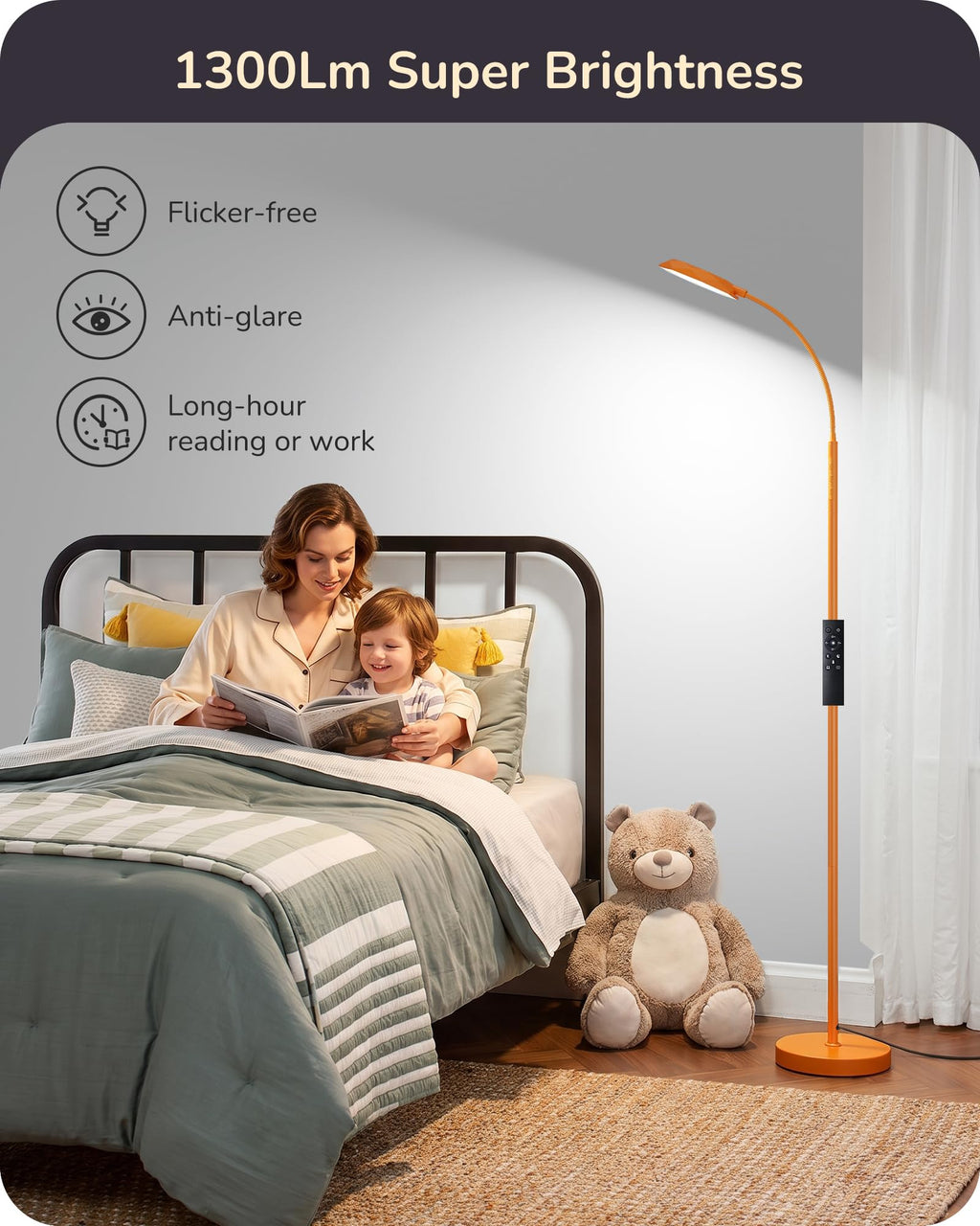 18W LED Floor Lamp for Living Room, Diamond-Surface, Orange