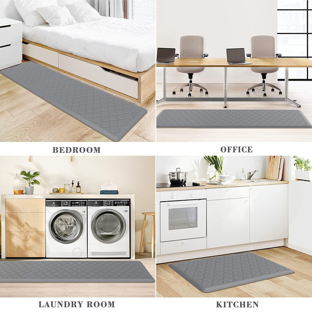 Mat [2 PCS] Cushioned Anti-Fatigue Floor Mat Water Resistant Non-Skid Kitchen Mats and Rugs Ergonomic Comfort Foam Kitchen Rugs Standing Mat for Floor Office Sink(Grey,17.3"x28"+17.3"x60")
