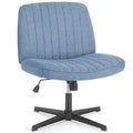 Criss Cross Legged Chairs Armless No Wheels Wide Seat Height Adjustable Swivel Padded Fabric Home Office Desk Seating for Bedroom, Student, Study Room